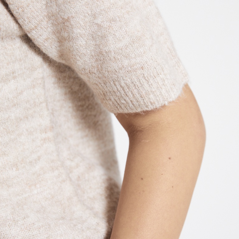 Basic knit short sleeve cardigan "Melina" Light Beige
